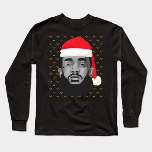 Nipsey Hussle Wearing Santa Hat Christmas Gift Long Sleeve T-Shirt